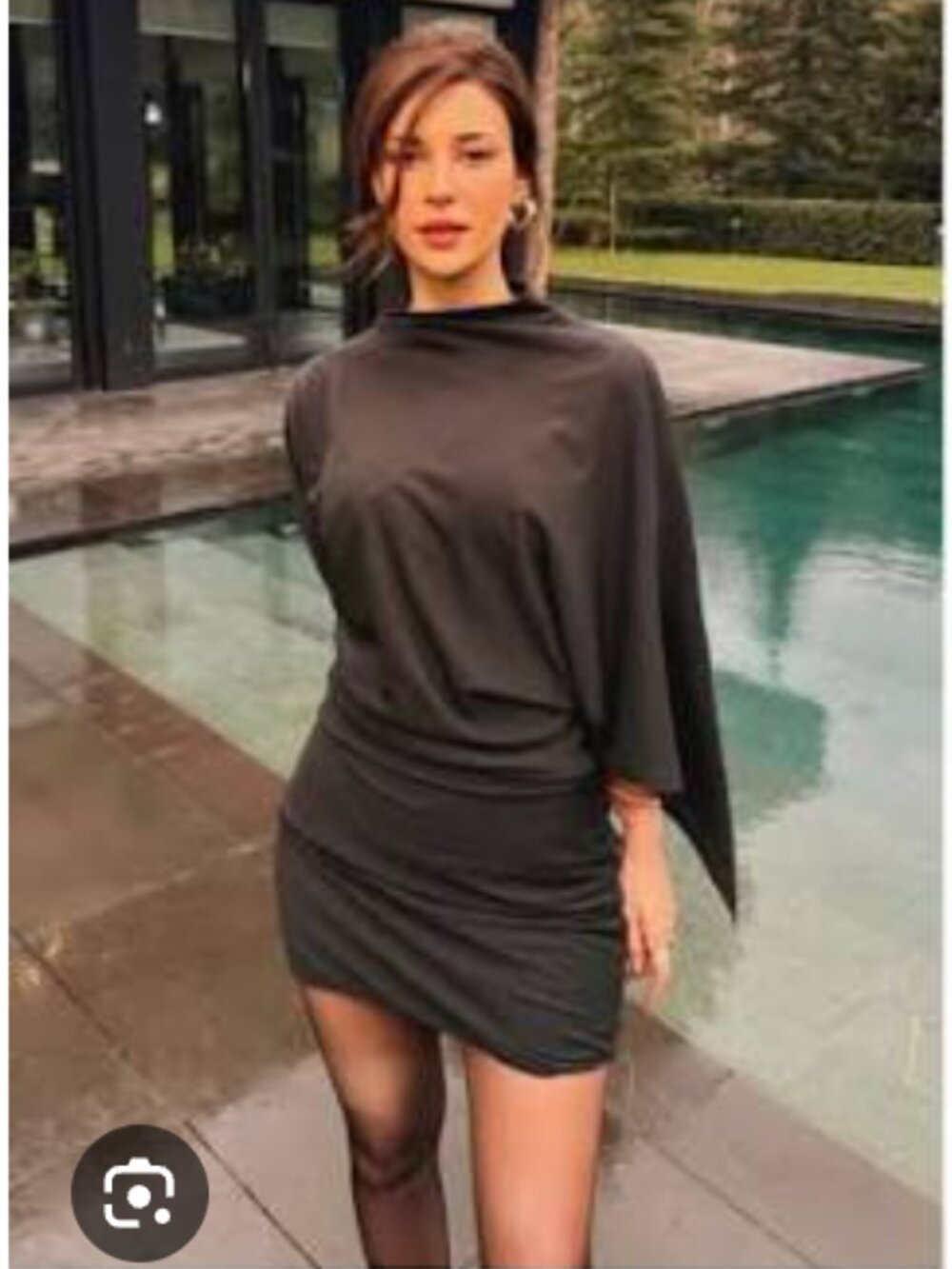 ZARA Asymmetrical Draped Mini Dress NWT - Dark Gray - Size S
